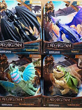 Spin Master DreamWorks How to Train Your Dragon, Set of 4, Action Figure, 9" NIB